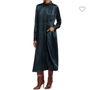 New CO Green Pleated Long Sleeve Dress for Work